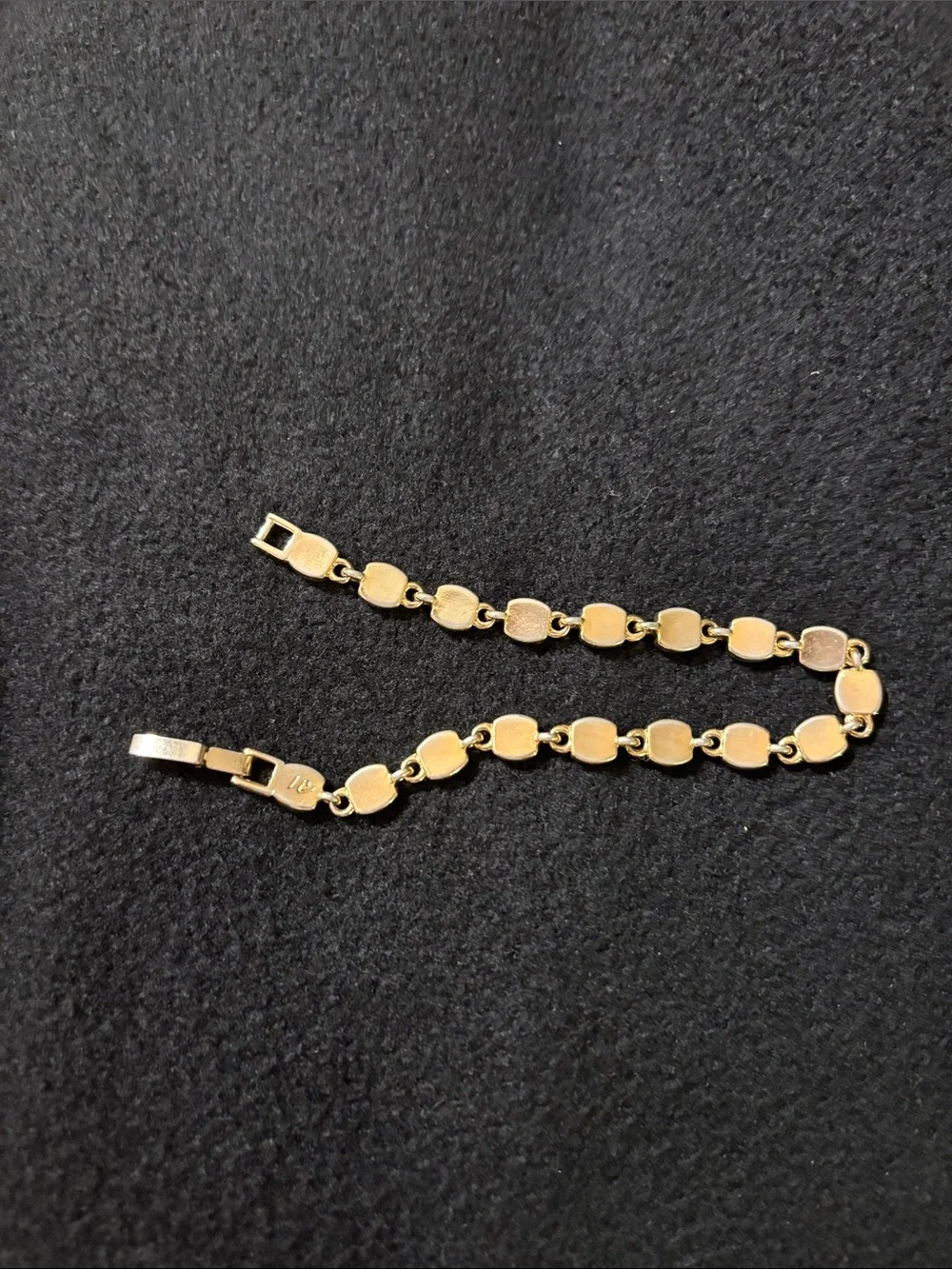 vintage gold-tone chain link bracelet square cabochon-style stones 🍂🍁